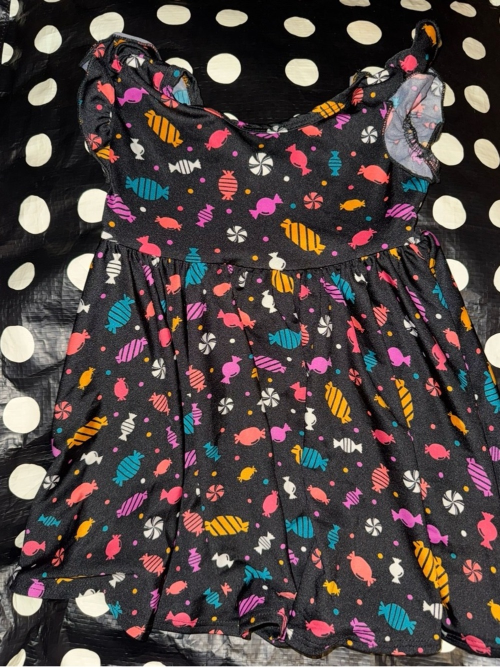 Black Candy Print Girls Dress